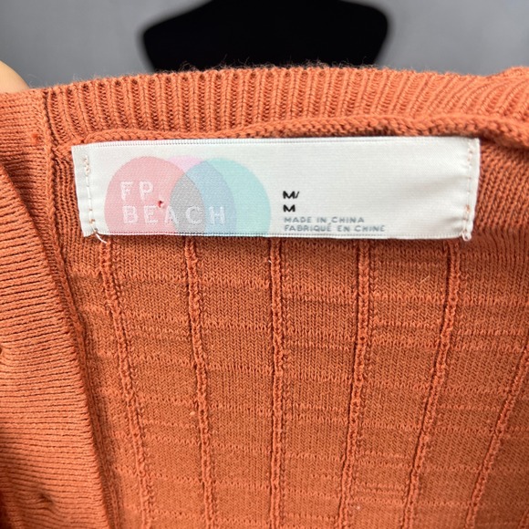 FP Beach Free People Mini Dress Sleeveless Button Front Orange Medium - Picture 5 of 8